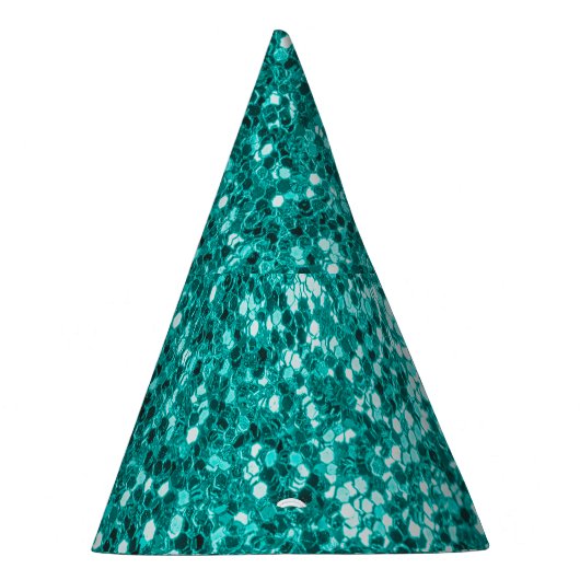 Turquoise Sparkles: Bright Close-up Foundation Feesthoedjes (Rechts)