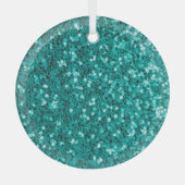 Turquoise Sparkles: Bright Close-up Foundation Glas Ornament (Voorkant)