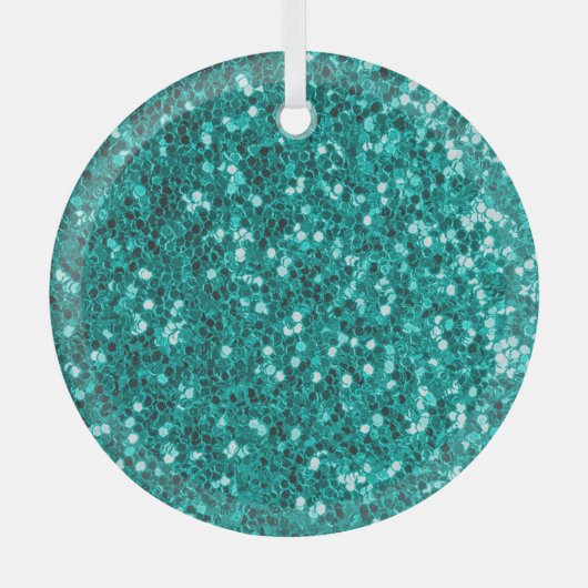Turquoise Sparkles: Bright Close-up Foundation Glas Ornament (Voorkant)