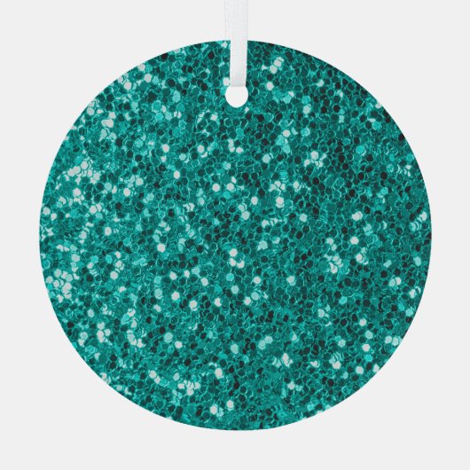 Turquoise Sparkles: Bright Close-up Foundation Glas Ornament (Achterkant)