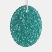 Turquoise Sparkles: Bright Close-up Foundation Glas Ornament (Voorkant Rechts)