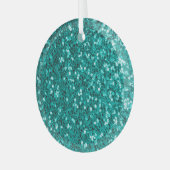 Turquoise Sparkles: Bright Close-up Foundation Glas Ornament (Voorkant links)