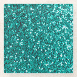 Turquoise Sparkles: Bright Close-up Foundation Glazen Onderzetter