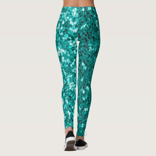 Turquoise Sparkles: Bright Close-up Foundation Leggings (Achterkant)