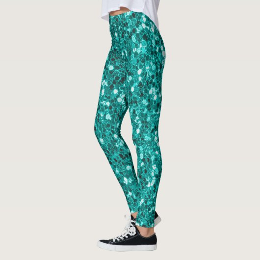 Turquoise Sparkles: Bright Close-up Foundation Leggings (Links)