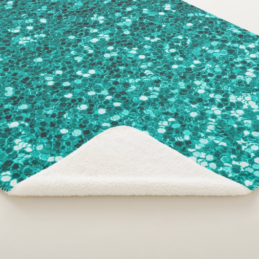 Turquoise Sparkles: Bright Close-up Foundation Sherpa Deken (3/4)