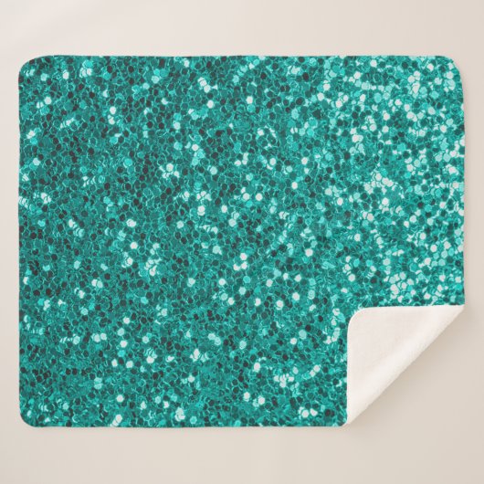 Turquoise Sparkles: Bright Close-up Foundation Sherpa Deken (Voorkant (horizontaal))