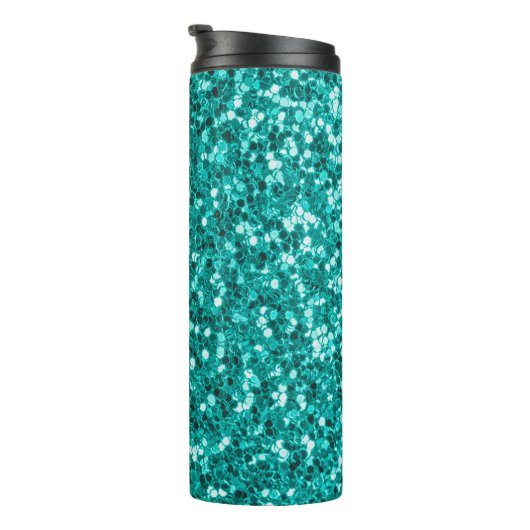 Turquoise Sparkles: Bright Close-up Foundation Thermosbeker (Geroteerd rechts)