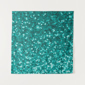 Turquoise Sparkles: Bright Close-up Foundation Wandkleed (Voorkant (horizontaal))