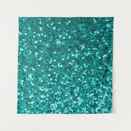 Turquoise Sparkles: Bright Close-up Foundation Wandkleed (Voorkant (horizontaal))