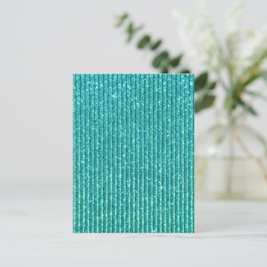 Turquoise Sparkles Style Elegant Print Briefkaart (Staand voorkant)