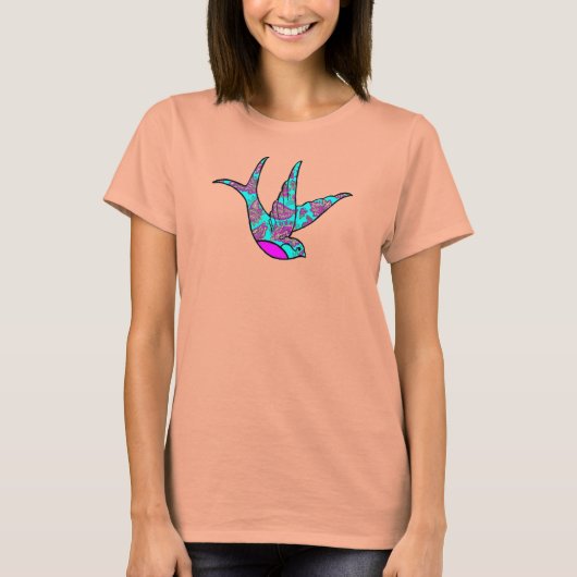 Turquoise Sparrow Large T-shirt (Voorkant)