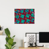 Turquoise Spatvlekpatroon Poster (Thuiskantoor)