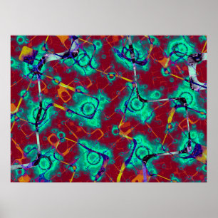 Turquoise Spatvlekpatroon Poster