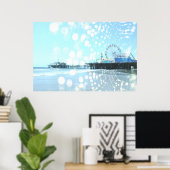 Turquoise Spiderweb Santa Monica Pier Poster (Thuiskantoor)