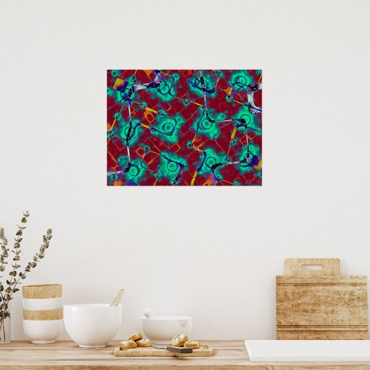 Turquoise Splodge Pattern Poster (Keuken)