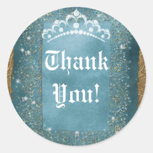 Turquoise Sprankel & Gouden Diamanten Tiara Rolfee Ronde Sticker