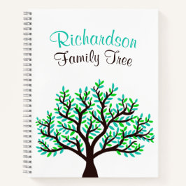 Turquoise Spring Green Leaf Genealogy Family Tree Notitieboek