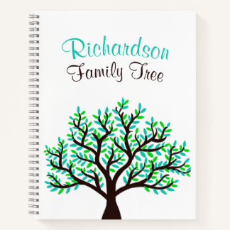 Turquoise Spring Green Leaf Genealogy Family Tree Notitieboek