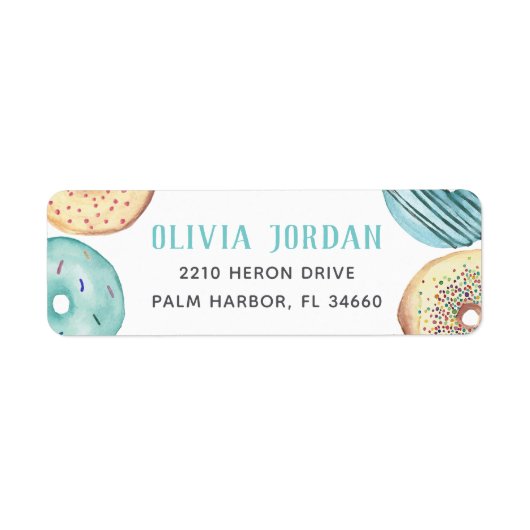 Turquoise Sprinkle Donut Return Etiket (Voorkant)