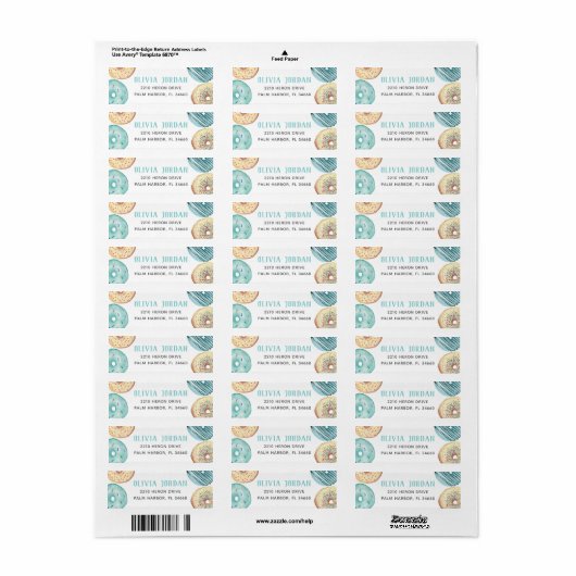 Turquoise Sprinkle Donut Return Etiket (Full Sheet)