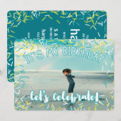 Turquoise Sprinkles | Aangepaste foto van Birthday Kaart (Voorkant / Achterkant)