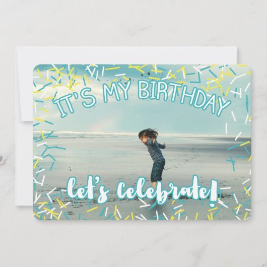 Turquoise Sprinkles | Aangepaste foto van Birthday Kaart (Voorkant)