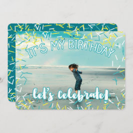 Turquoise Sprinkles | Aangepaste foto van Birthday Kaart
