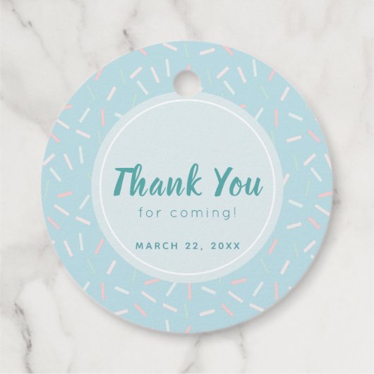 Turquoise Sprinkles Ice Cream Birthday Dank u Bedankjes Labels (Achterkant)