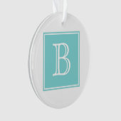 Turquoise Square Monogram Acrylhoudend Ornament (voorkant)
