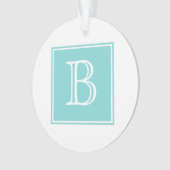 Turquoise Square Monogram Acrylhoudend Ornament (voorkant)