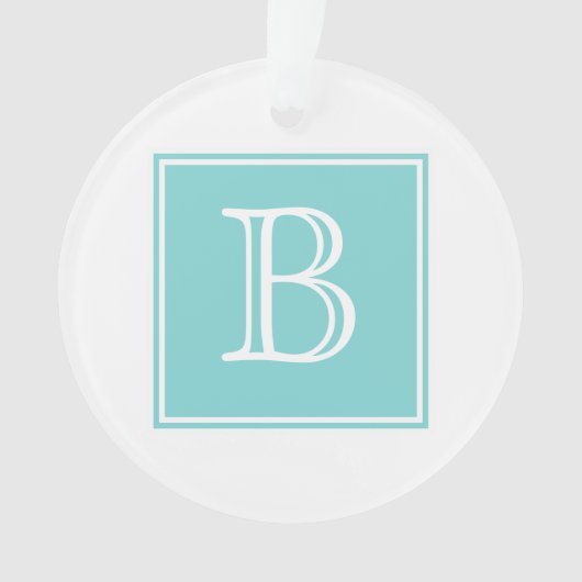 Turquoise Square Monogram Acrylhoudend Ornament (voorkant)