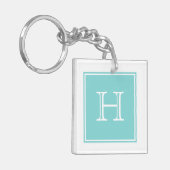 Turquoise Square Monogram Acrylische Sleutelhanger (Voorkant Links)