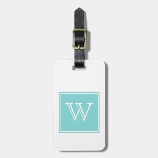 Turquoise Square Monogram Bagagelabel (Voorkant verticaal)