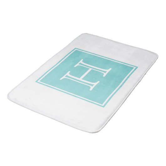 Turquoise Square Monogram Bath Mat (Gekanteld)