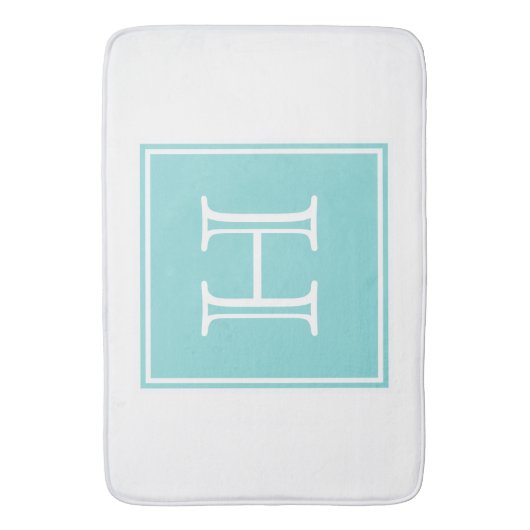 Turquoise Square Monogram Bath Mat (Voorkant Verticaal)
