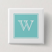 Turquoise Square Monogram Button (Voorkant)