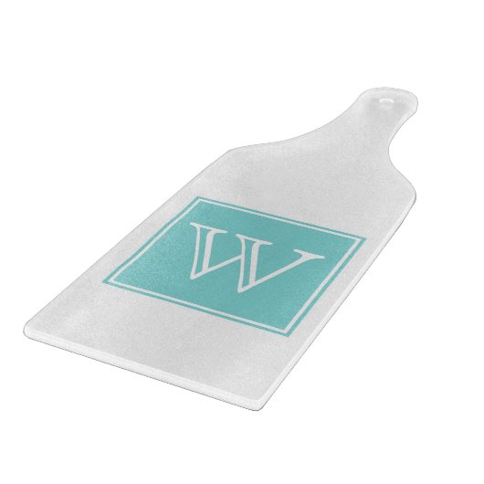 Turquoise Square Monogram Cutting Board Snijplank (Hoek)