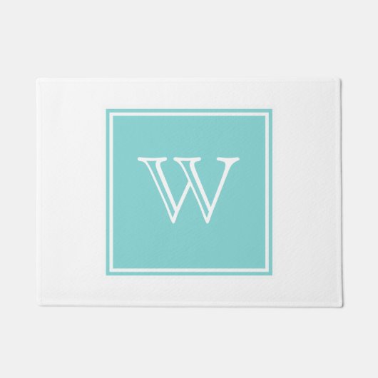 Turquoise Square Monogram Doormat Deurmat (Voorkant)