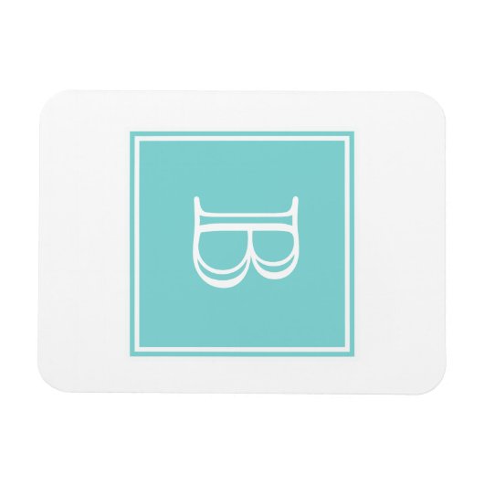 Turquoise Square Monogram Flexi Magnet Magneet (Horizontaal)