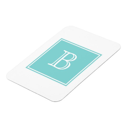Turquoise Square Monogram Flexi Magnet Magneet (Linkerzijde)