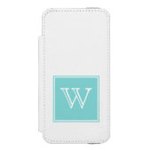 Turquoise Square Monogram Incipio iPhone Portemonnee Hoesje (Voorkant Agenda)