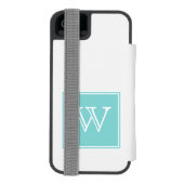 Turquoise Square Monogram Incipio iPhone Portemonnee Hoesje (Agenda Achterkant)