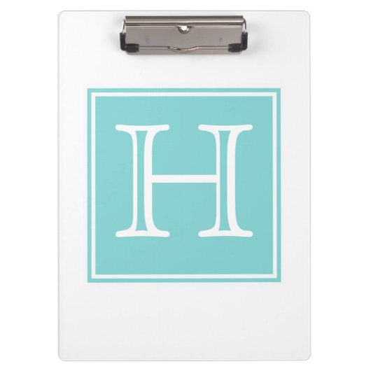 Turquoise Square Monogram Klembord (Voorkant)