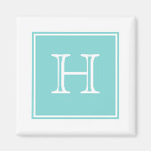 Turquoise Square Monogram Magnet (Voorkant)