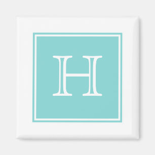 Turquoise Square Monogram Magnet