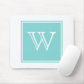 Turquoise Square Monogram Mousepad Muismat (Met muis)