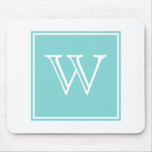 Turquoise Square Monogram Mousepad Muismat