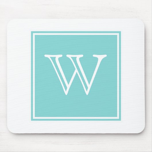 Turquoise Square Monogram Mousepad Muismat (Voorkant)