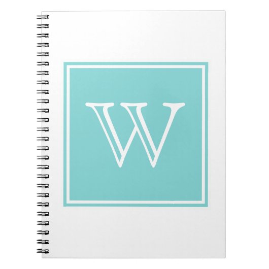 Turquoise Square Monogram Notitieboek (Voorkant)